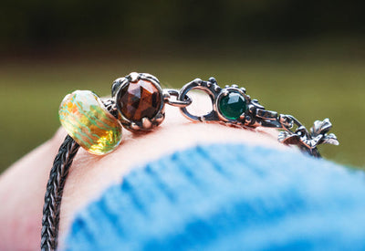 Trollbeads foxtail bracelet with a clasp a 2 beads