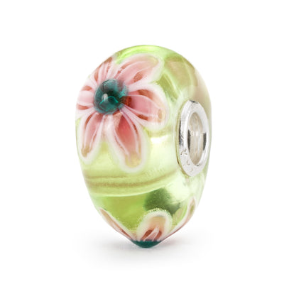 Pink Flower with Silver Bangle and 2x Silver Spacers