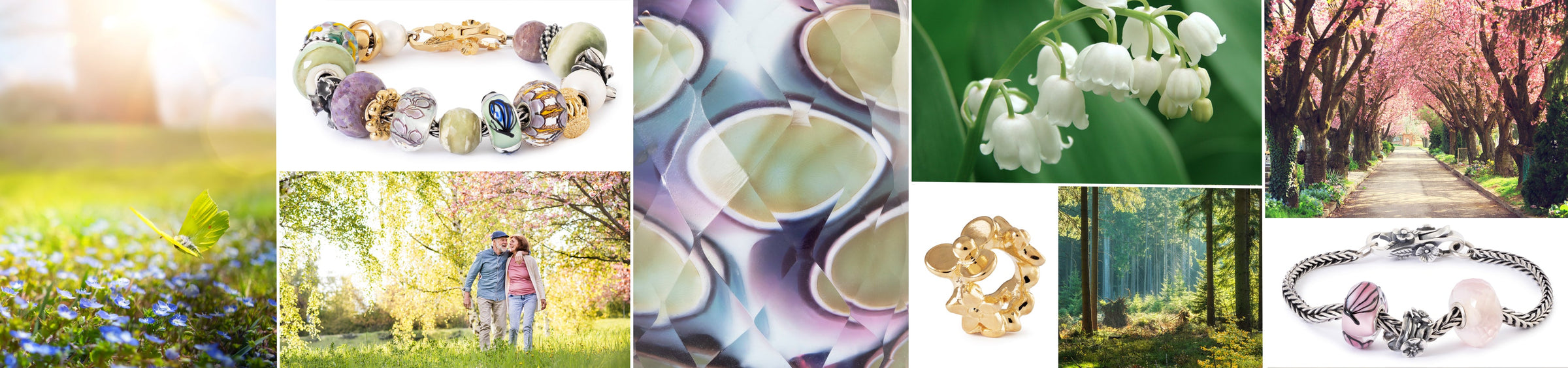 Collage of various images including jewelry, nature scenes, and landscapes.