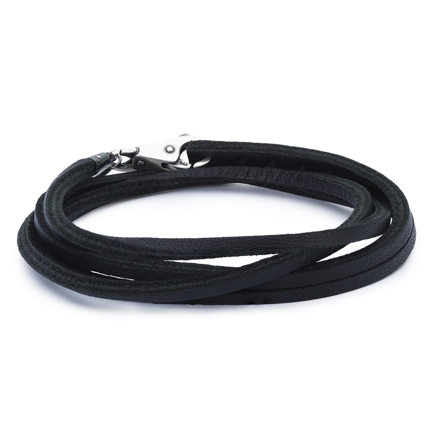 Leather Bracelet Black with Sterling Silver Plain Lock