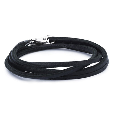 Leather Bracelet Black with Sterling Silver Plain Lock