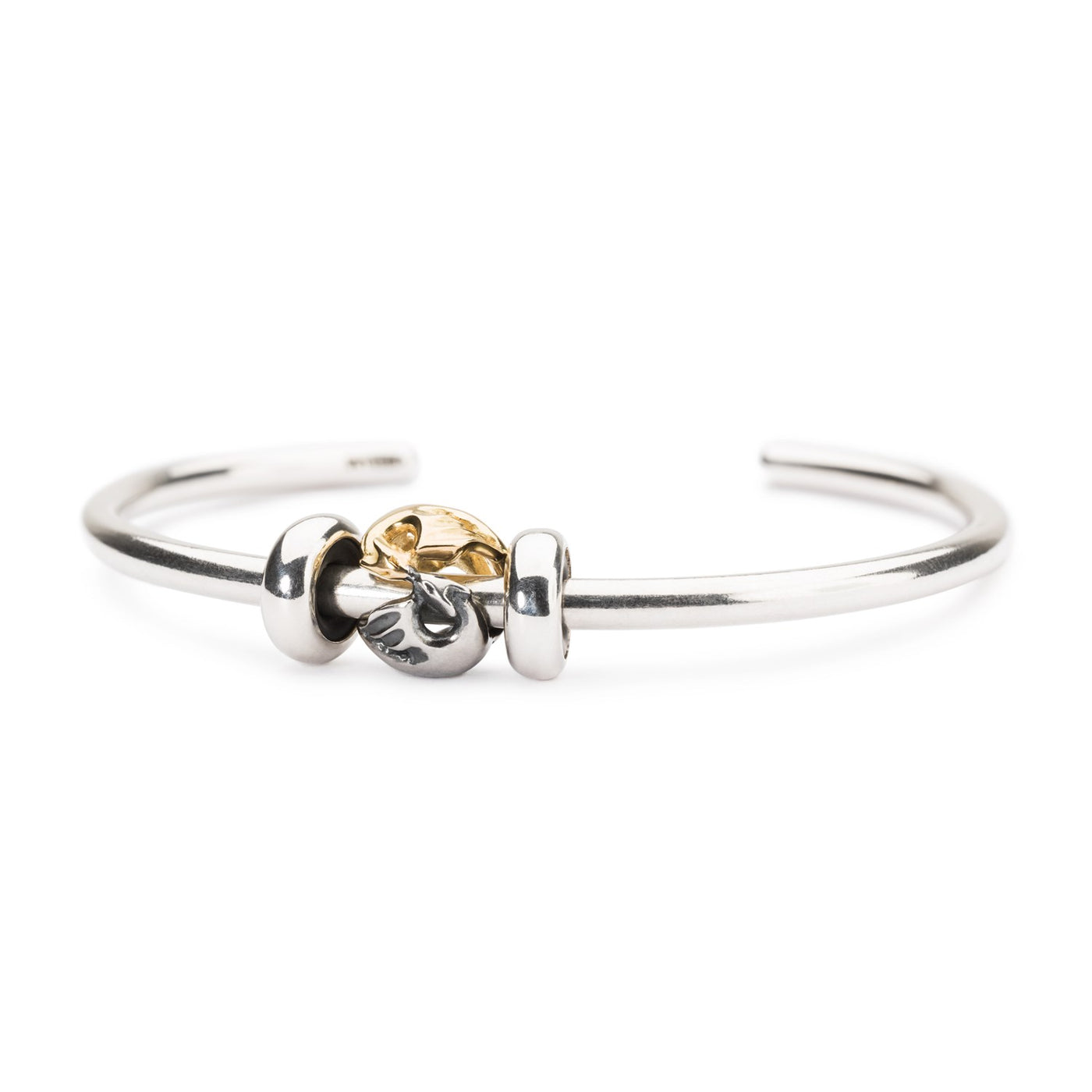 Dancing Dragons Silver and Gold Bead on Bangle