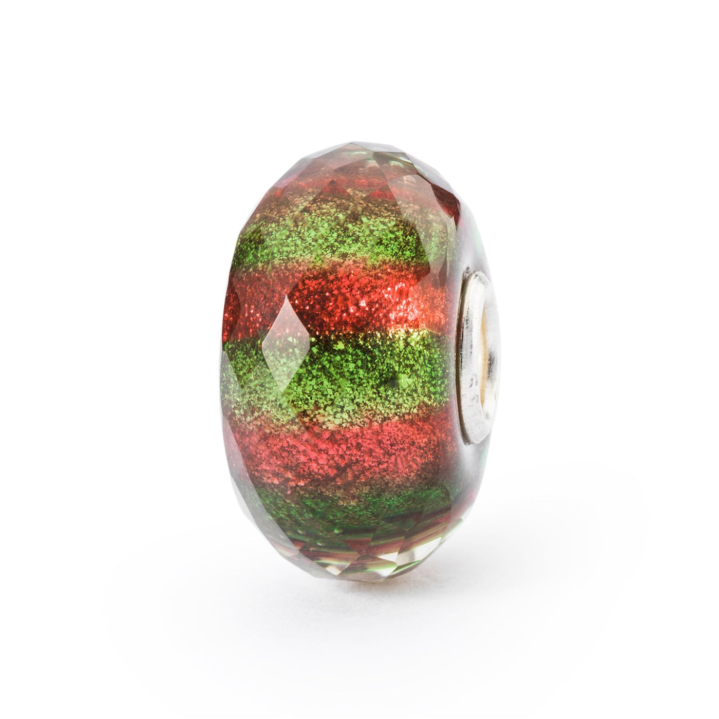 Season of Joy is a glass bead with a faceted shape in Chrismassy colors, symbolizing the joy and happiness of the holiday season in your jewelry collection.