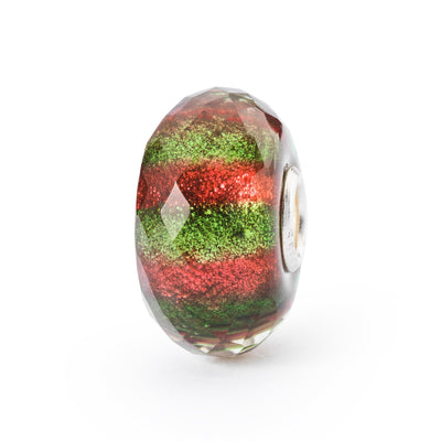 Season of Joy is a glass bead with a faceted shape in Chrismassy colors, symbolizing the joy and happiness of the holiday season in your jewelry collection.
