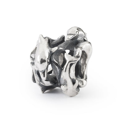 Dolphin family silver bead