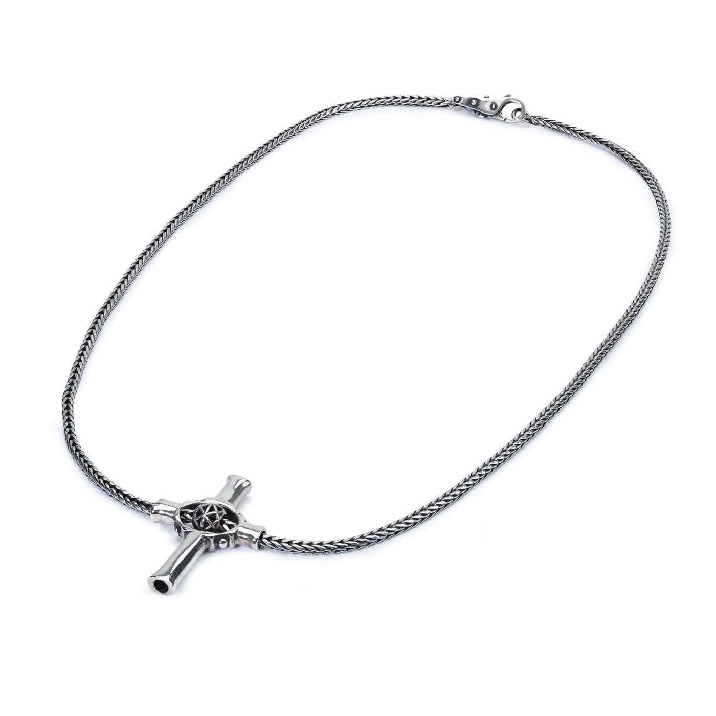 Sterling Silver Necklace, 80 cm with Big Cross Pendant