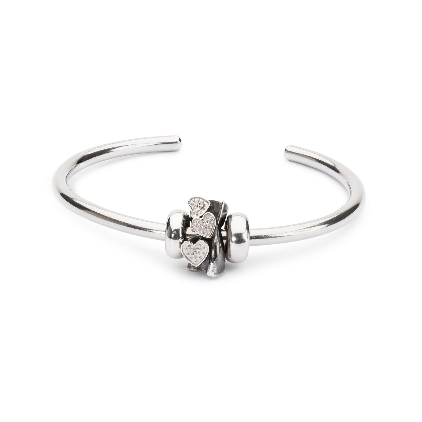 Sparkly Hearts Silver Bangle