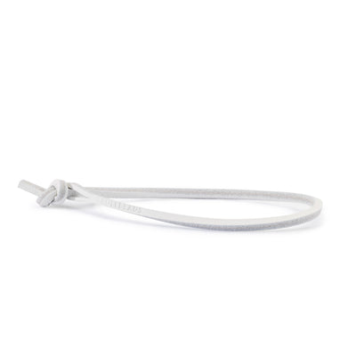 White Single Leather Bracelet with Sterling Silver Smiling Cylinder Bead